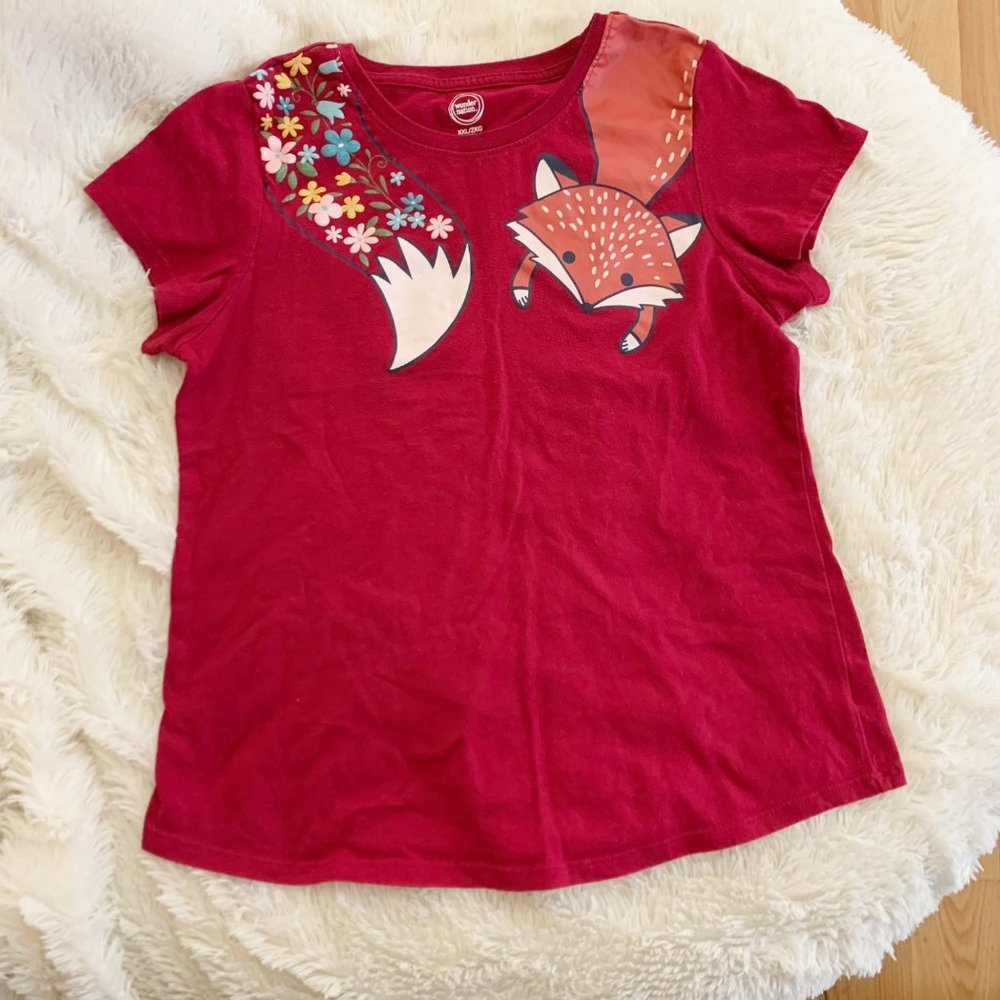 SOLD❗️Wonder Nation Girls Fox Graphic T-Shirt Short Sleeve XXL 18
